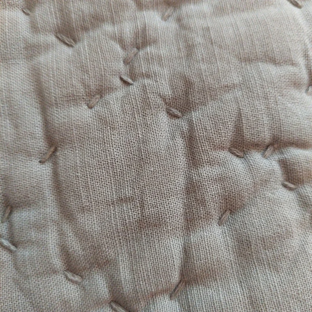 The Company Store Scallop Cotton Quilt Solid Gray/White Trim Twin/TXL $199 NEW!
